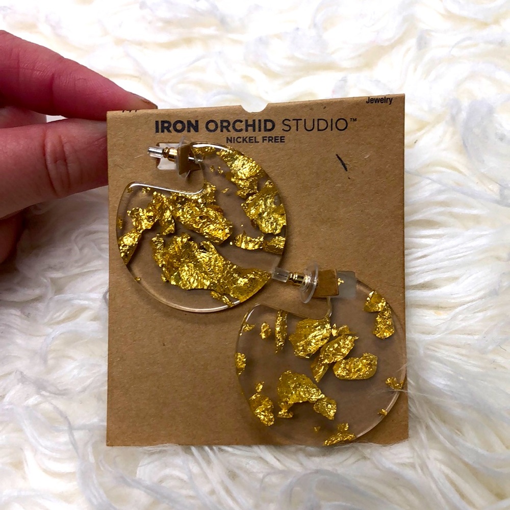 Super cute gold foil earrings nickle free nwt - Picture 2 of 3